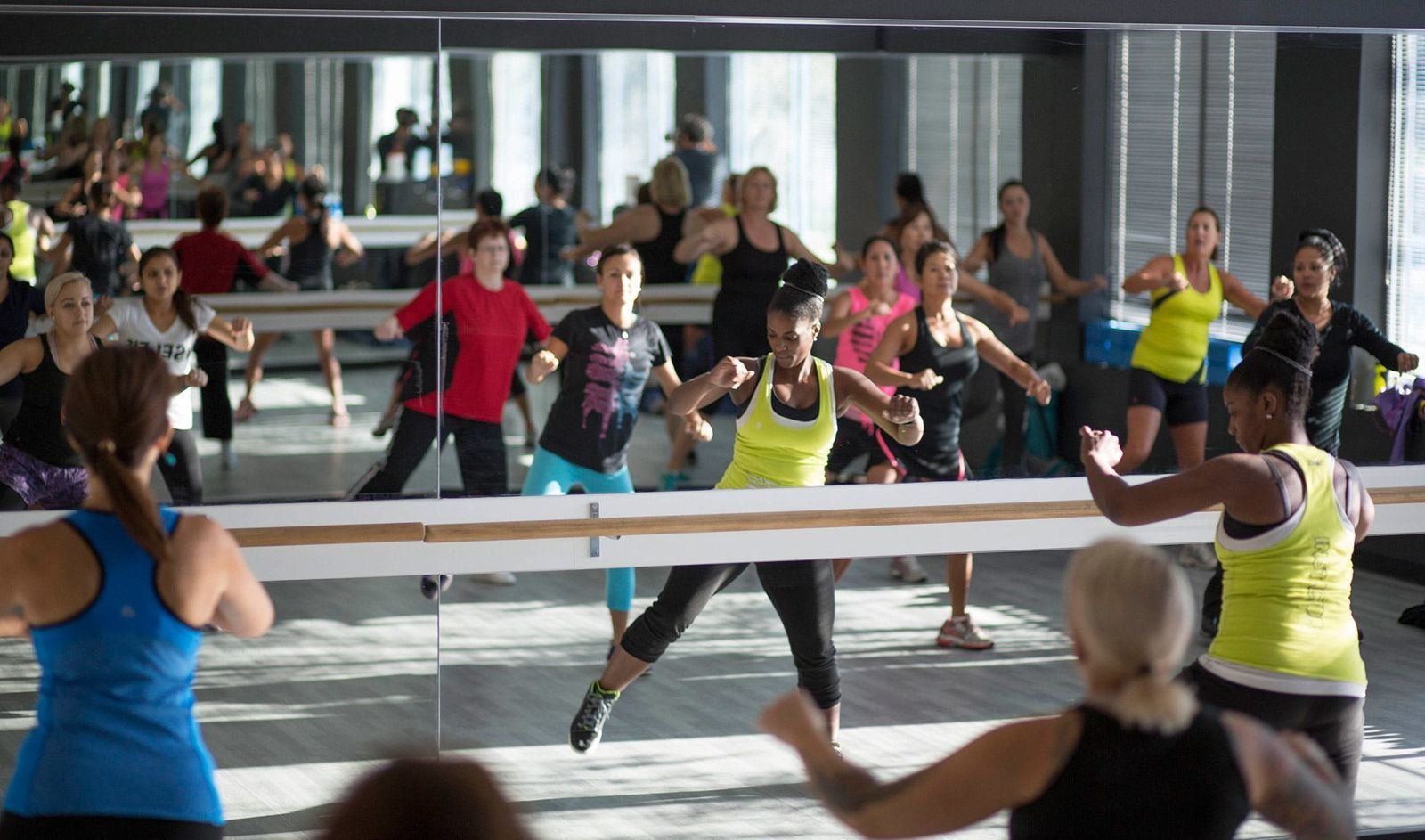 Group fitness class in the studio